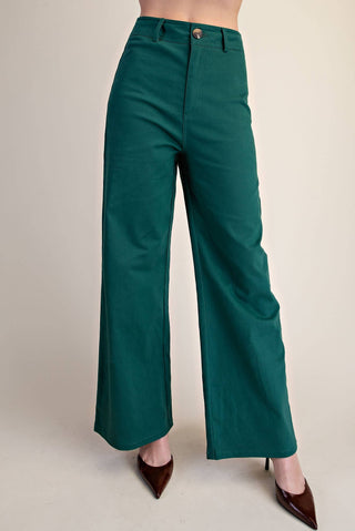 High-Waist Straight Stretchy Pants: Teal / S - The Edit LLC