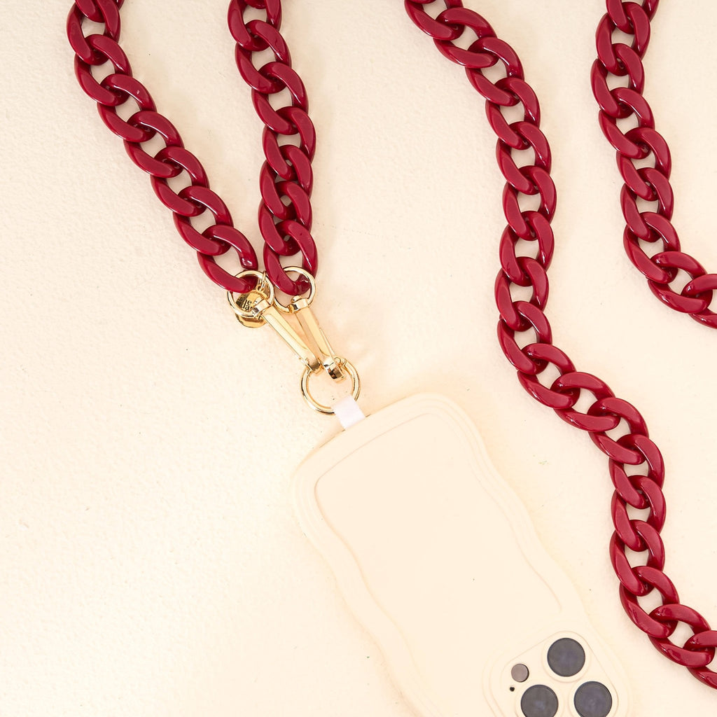 Hold the Phone Crossbody Chain - Burgundy - The Edit LLC