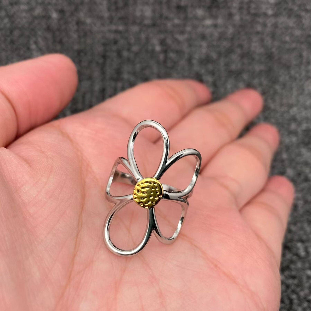 Hollow Flower 18K Gold Plated Stainless Steel Ring - FGS - The Edit LLC