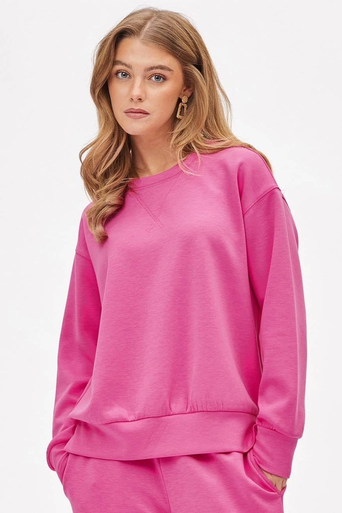 Hot Pink Crew Neck Pullover + Jogger Set TRVSET - MALIBU - The Edit LLC