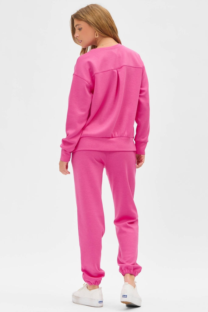 Hot Pink Crew Neck Pullover + Jogger Set TRVSET - MALIBU - The Edit LLC
