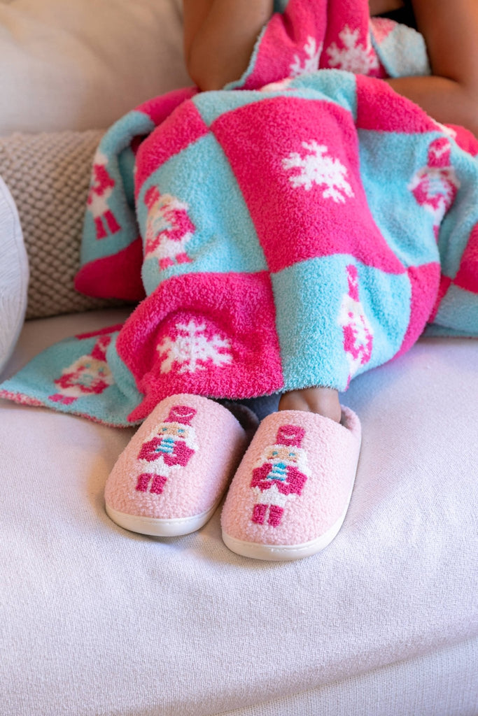 Indoor / Outdoor Slippers - Holiday - Nutcracker - Pink: S/M - The Edit LLC