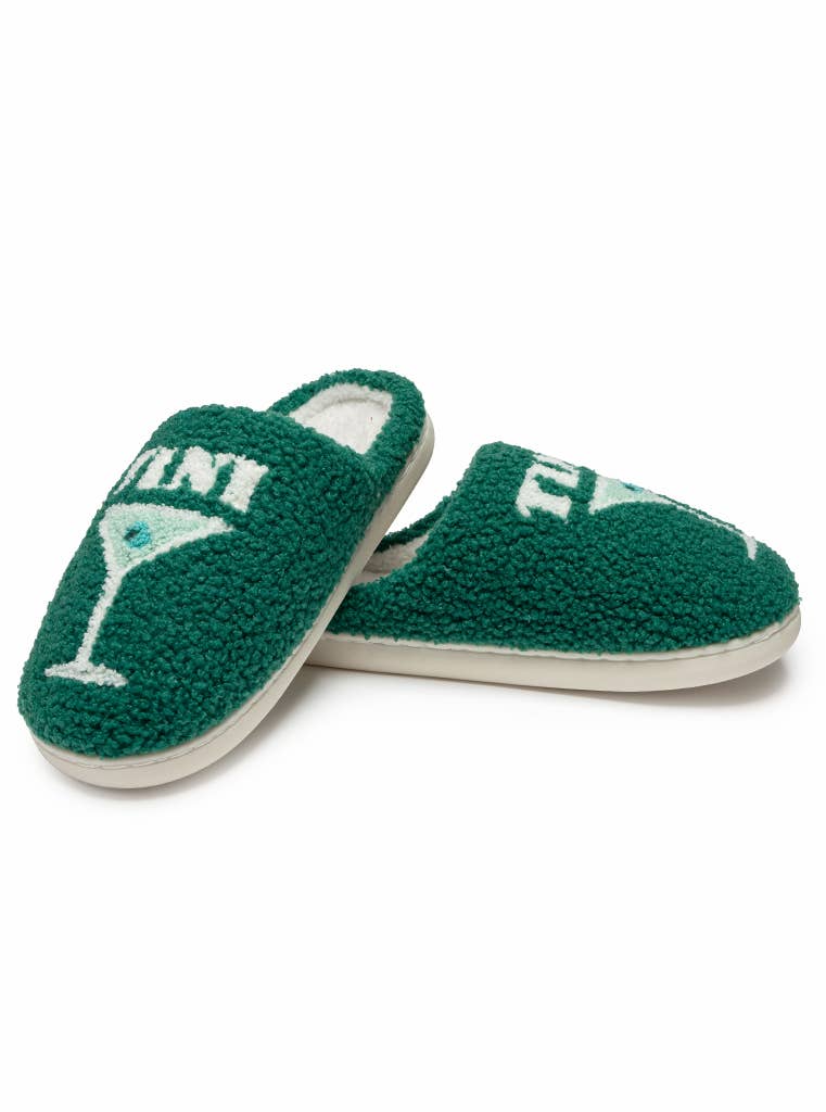 Indoor / Outdoor Slippers - Martini "Tini Time" - Green: S/M - The Edit LLC
