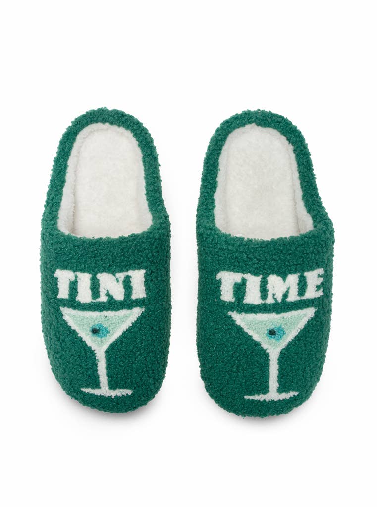 Indoor / Outdoor Slippers - Martini "Tini Time" - Green: S/M - The Edit LLC