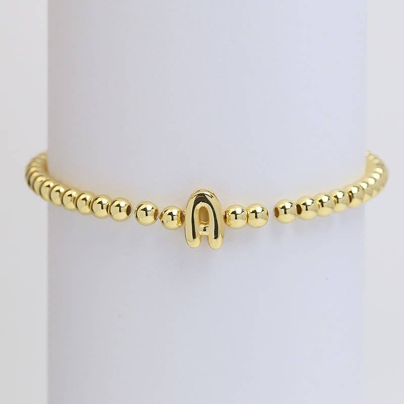 INITIAL MONOGRAM BUBBLE STRETCH BEAD BRACELET | 40B118: A - The Edit LLC