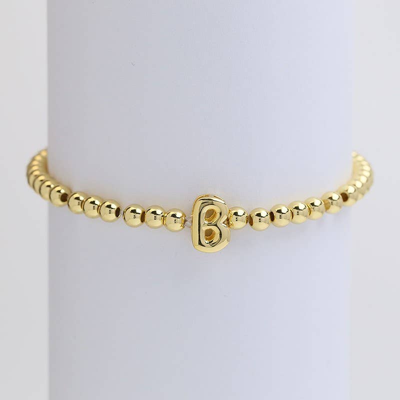 INITIAL MONOGRAM BUBBLE STRETCH BEAD BRACELET | 40B118: K - The Edit LLC