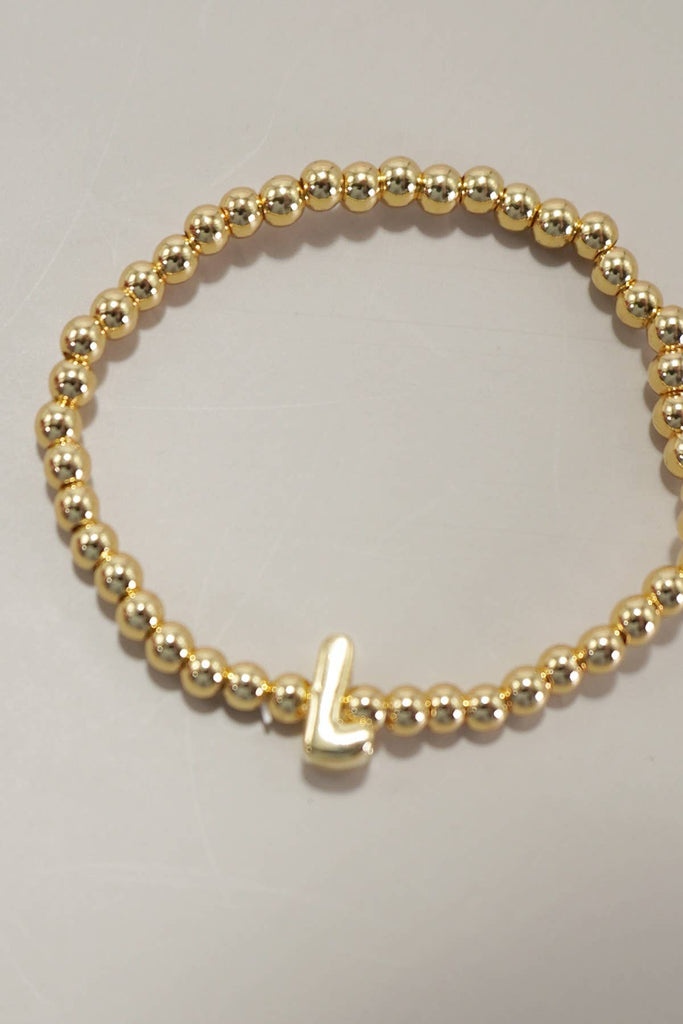 INITIAL MONOGRAM BUBBLE STRETCH BEAD BRACELET | 40B118: K - The Edit LLC