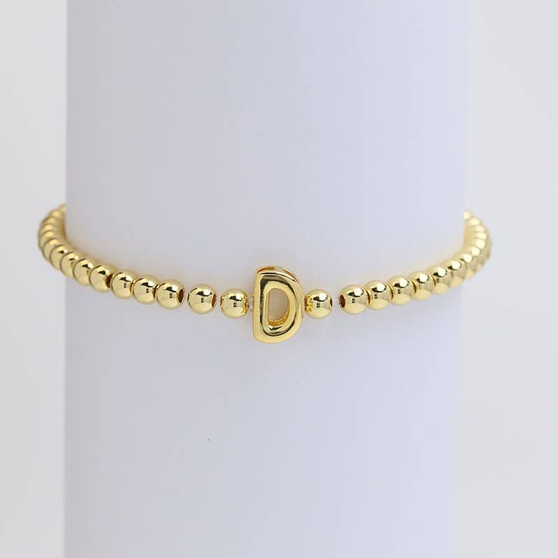 INITIAL MONOGRAM BUBBLE STRETCH BEAD BRACELET | 40B118: K - The Edit LLC
