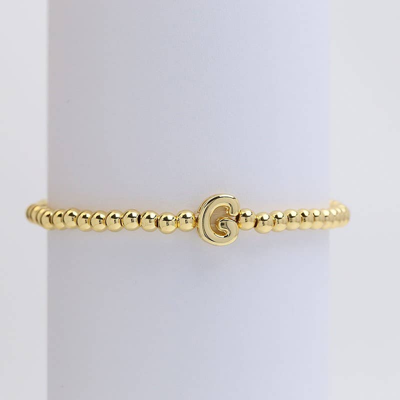 INITIAL MONOGRAM BUBBLE STRETCH BEAD BRACELET | 40B118: K - The Edit LLC