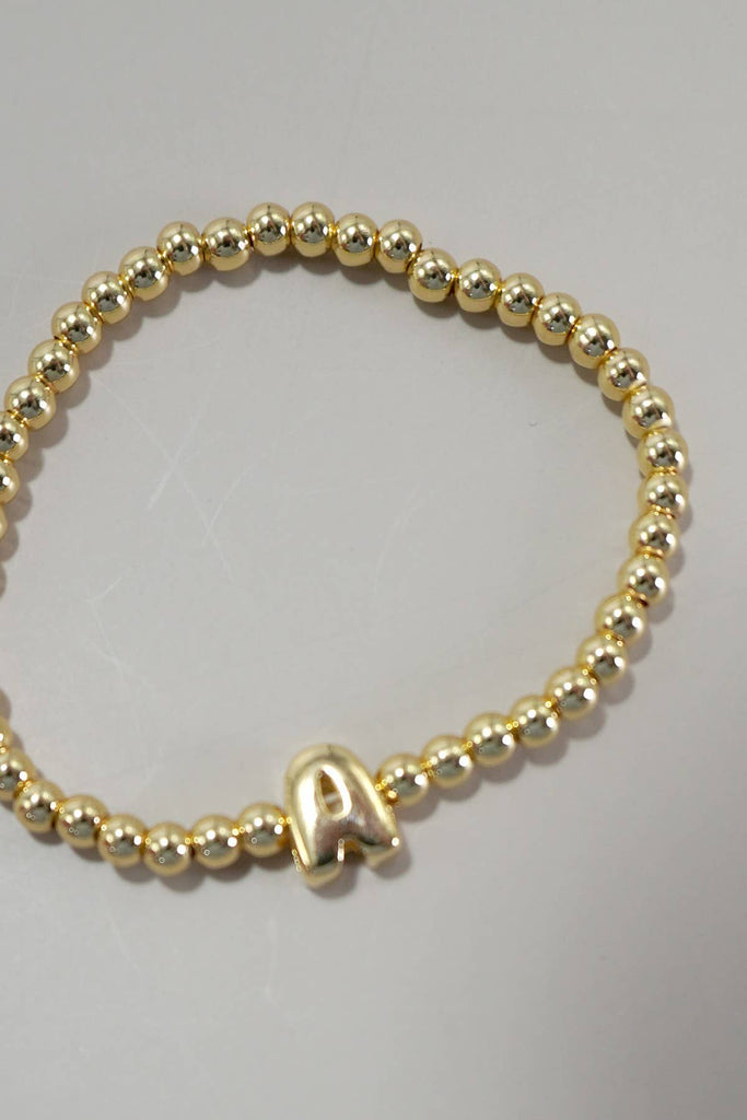 INITIAL MONOGRAM BUBBLE STRETCH BEAD BRACELET | 40B118: K - The Edit LLC