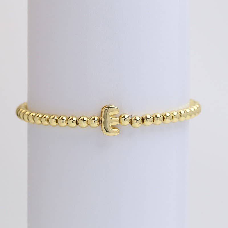INITIAL MONOGRAM BUBBLE STRETCH BEAD BRACELET | 40B118: K - The Edit LLC