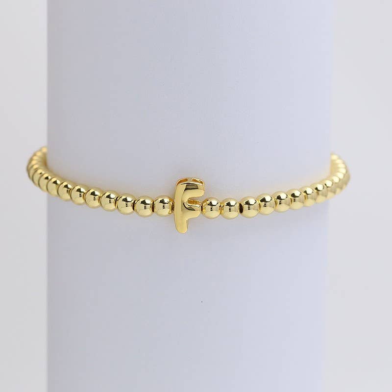 INITIAL MONOGRAM BUBBLE STRETCH BEAD BRACELET | 40B118: K - The Edit LLC