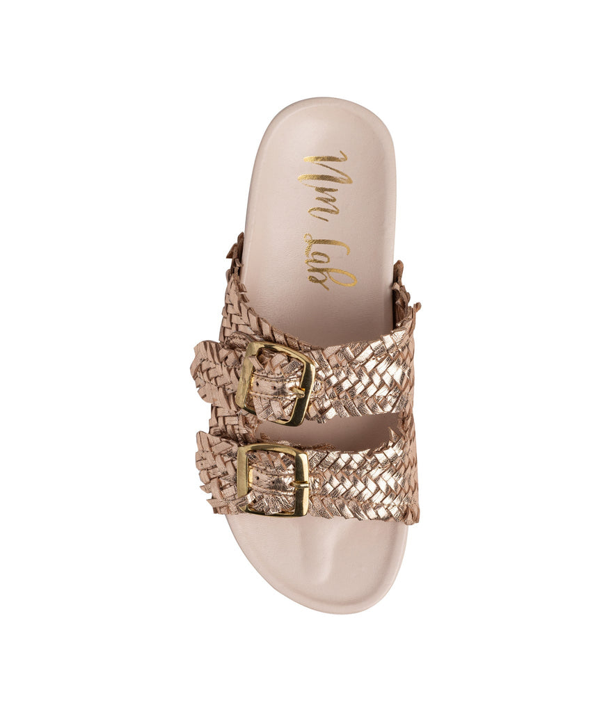 Intertwine Dual Woven Strap Slide in Champagne - The Edit LLC