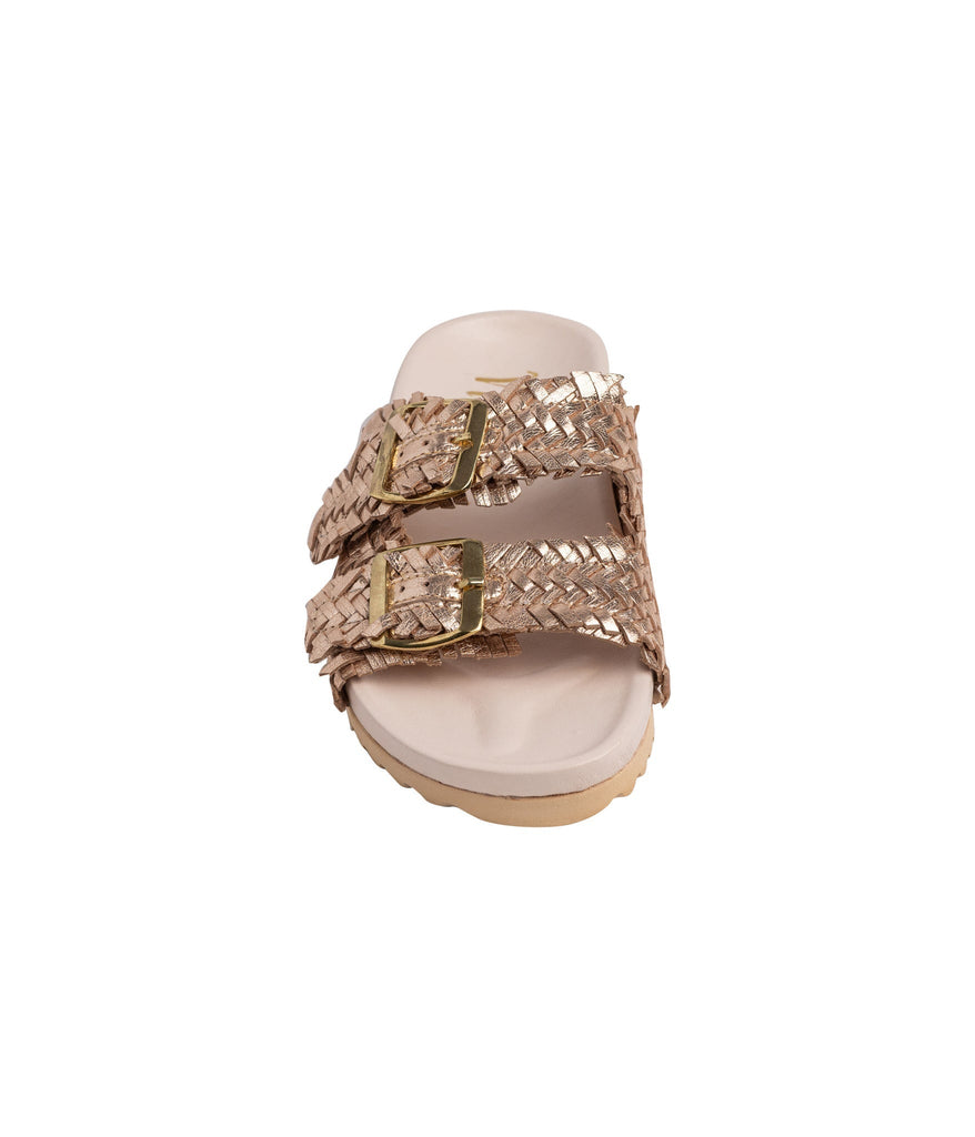 Intertwine Dual Woven Strap Slide in Champagne - The Edit LLC