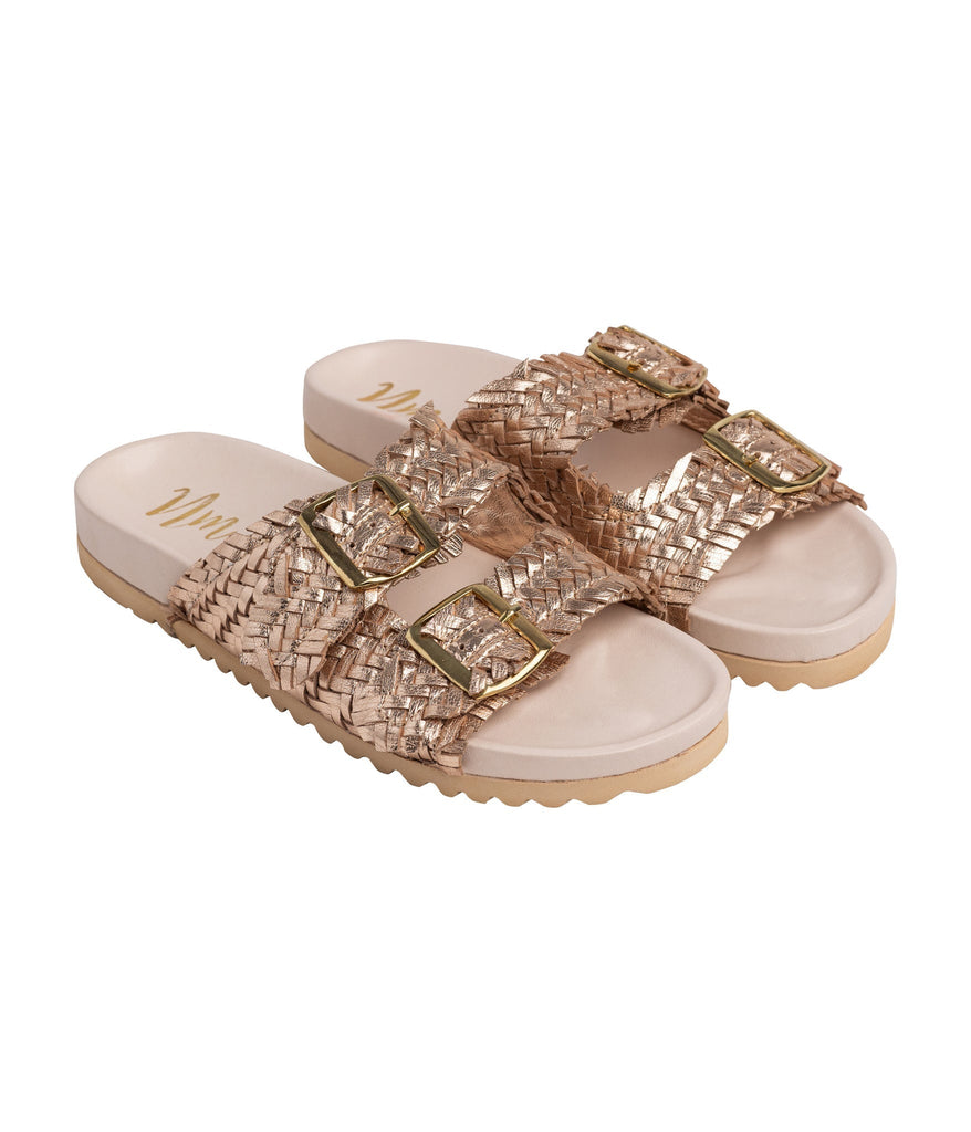 Intertwine Dual Woven Strap Slide in Champagne - The Edit LLC