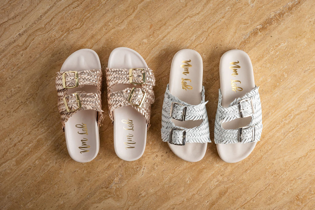 Intertwine Dual Woven Strap Slide in Champagne - The Edit LLC