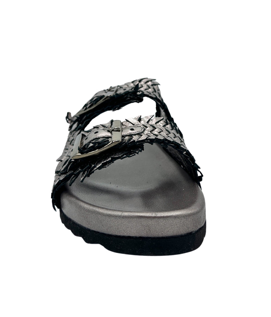 Intertwine Dual Woven Strap Slide in Pewter - The Edit LLC