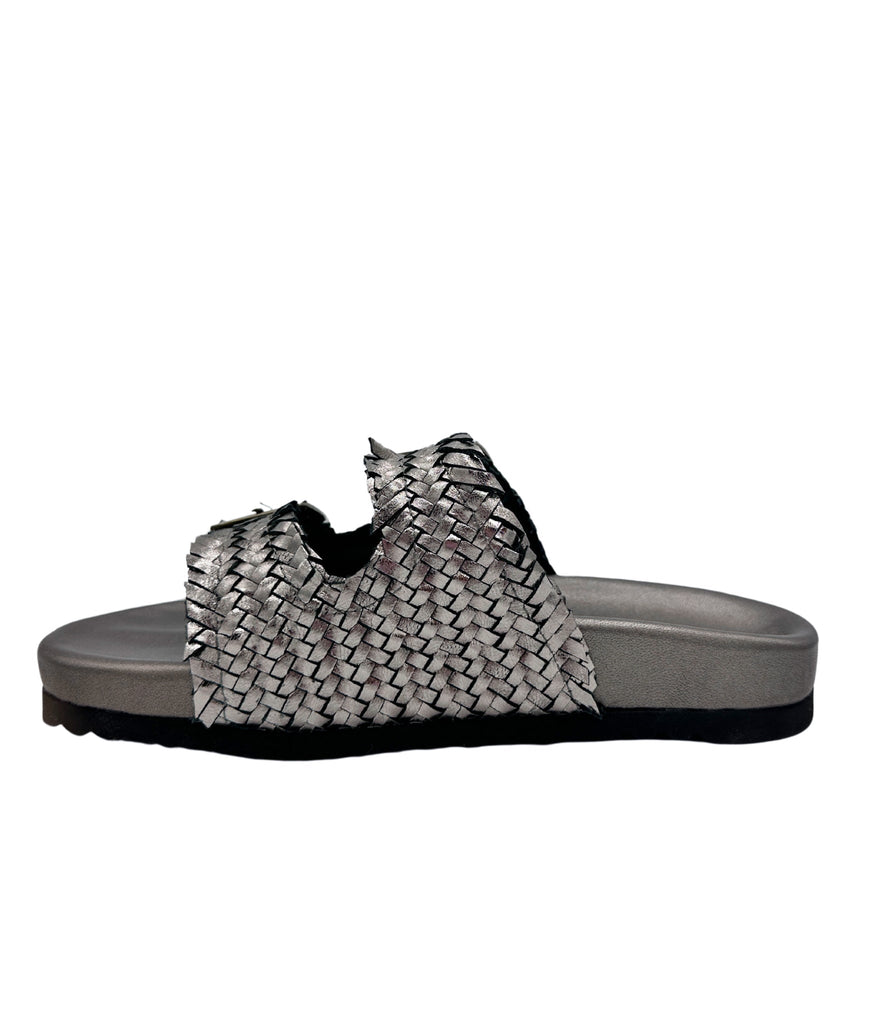 Intertwine Dual Woven Strap Slide in Pewter - The Edit LLC