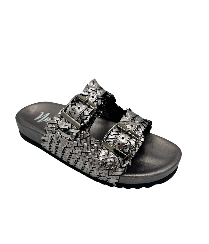 Intertwine Dual Woven Strap Slide in Pewter - The Edit LLC