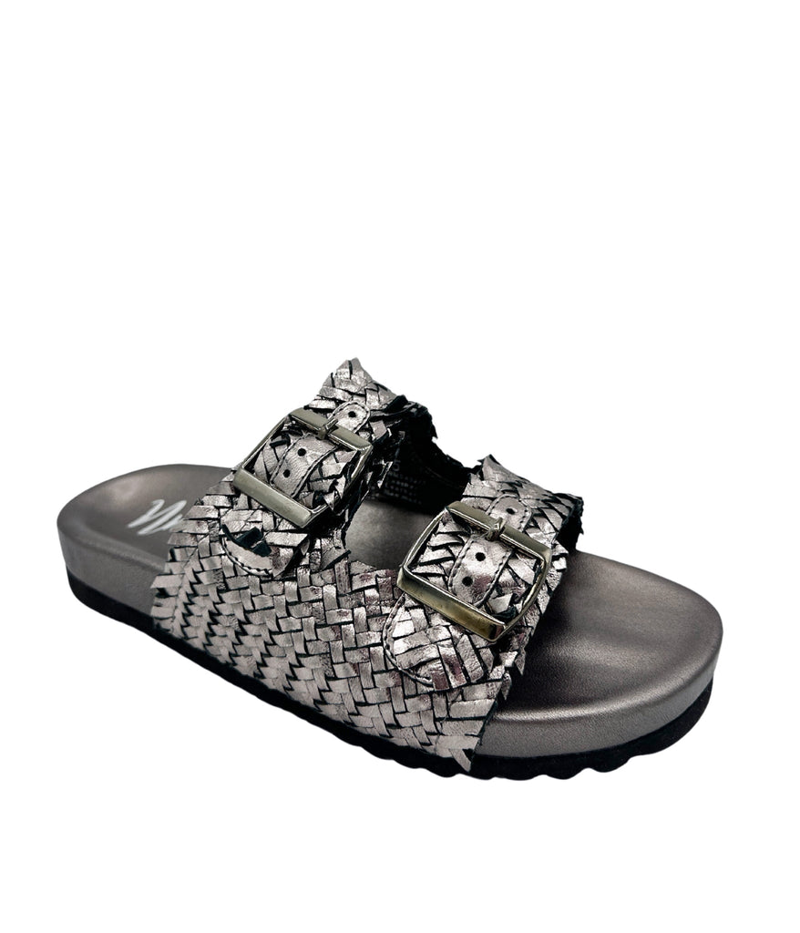 Intertwine Dual Woven Strap Slide in Pewter - The Edit LLC