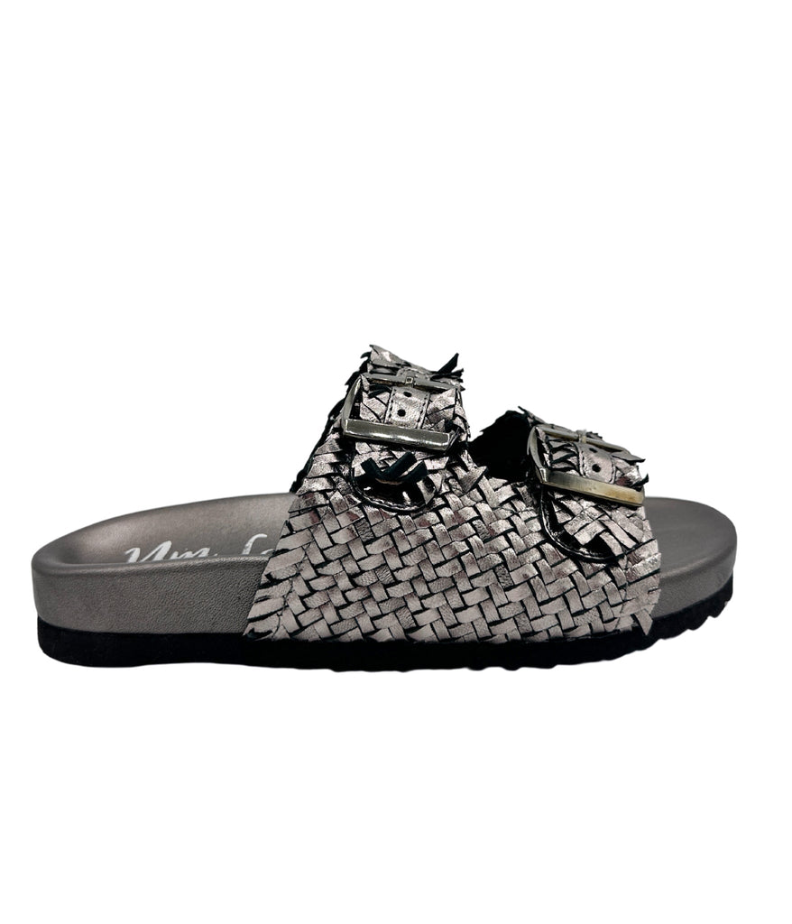 Intertwine Dual Woven Strap Slide in Pewter - The Edit LLC