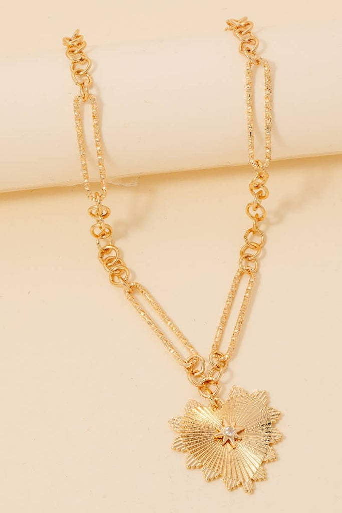 Intricate Bursting Heart Pendant Necklace: WG - The Edit LLC