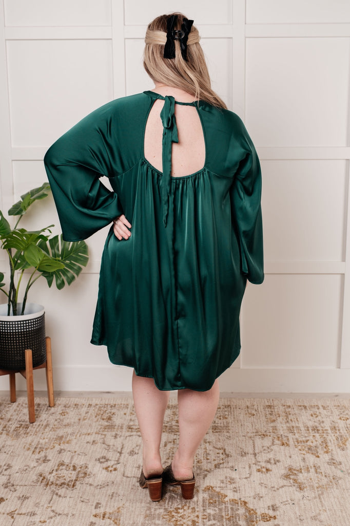 Isn't It Lovely Poly Satin Butterfly Sleeve Dress - The Edit LLC