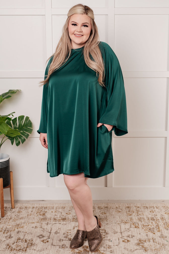 Isn't It Lovely Poly Satin Butterfly Sleeve Dress - The Edit LLC