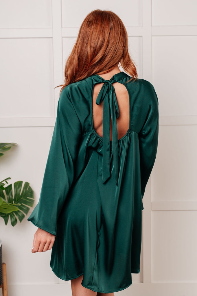 Isn't It Lovely Poly Satin Butterfly Sleeve Dress - The Edit LLC