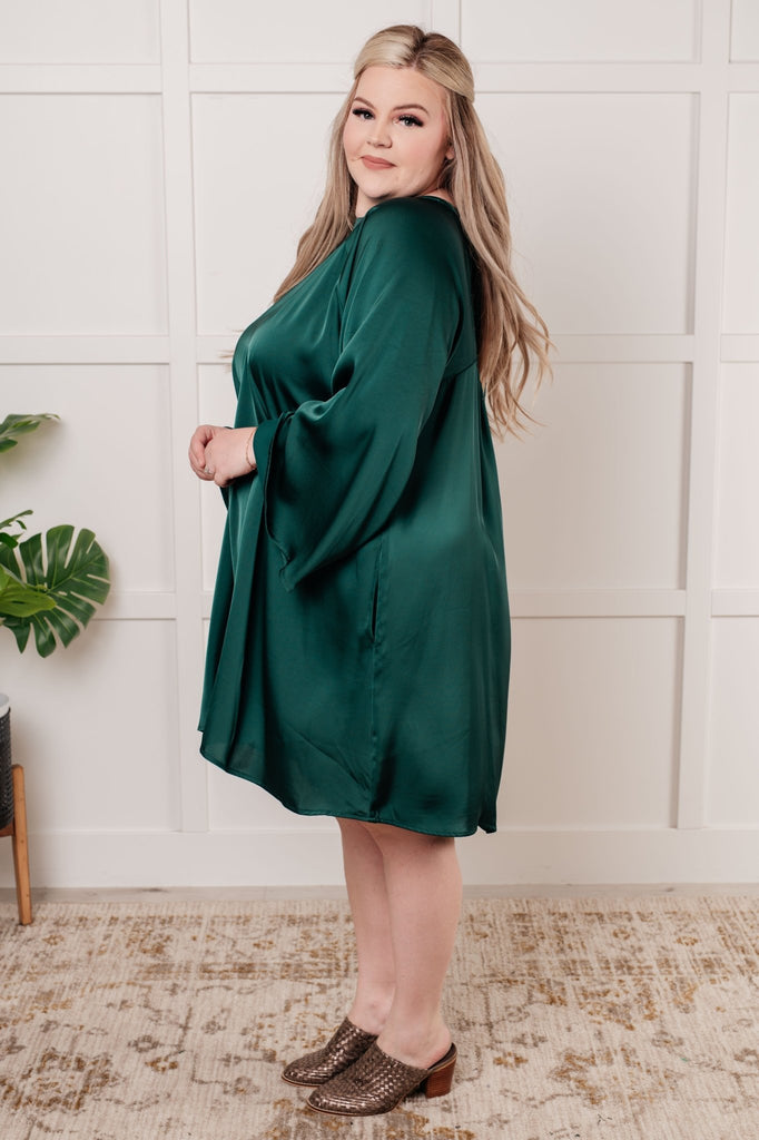 Isn't It Lovely Poly Satin Butterfly Sleeve Dress - The Edit LLC