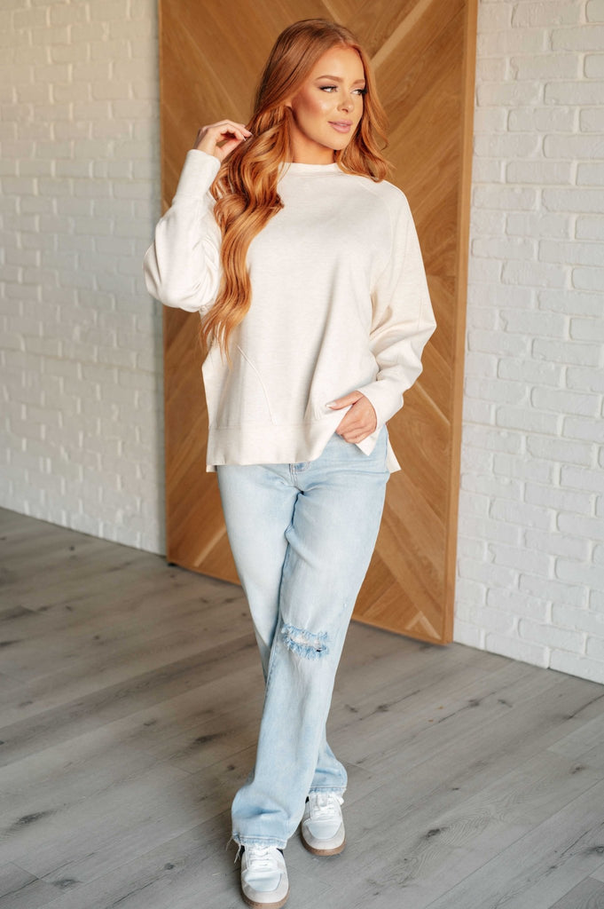 It's The Little Things Relaxed Scuba Pullover in Beige - The Edit LLC