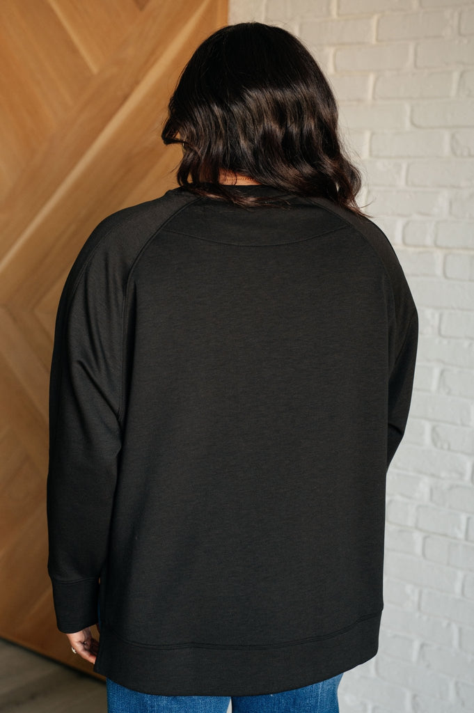 It's The Little Things Relaxed Scuba Pullover in Black - The Edit LLC