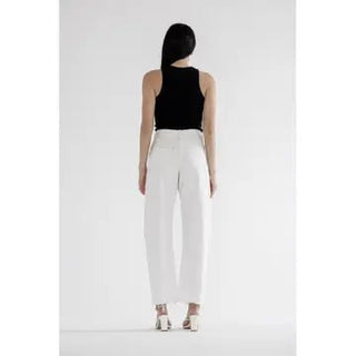 Ivory Super High Ankle Barrel-Leg Jeans - The Edit LLC
