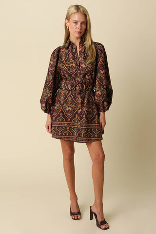 James Paisley Print Mini Dress - The Edit LLC