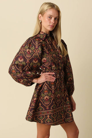 James Paisley Print Mini Dress - The Edit LLC