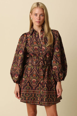 James Paisley Print Mini Dress - The Edit LLC
