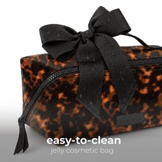 Jelly Cosmetic Bag – Tortoiseshell Lay-Flat Makeup Bag - The Edit LLC