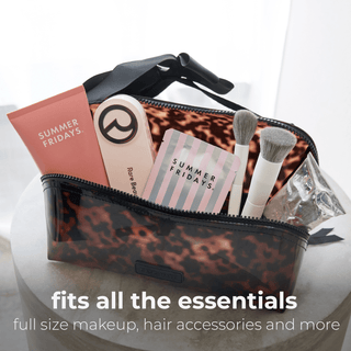 Jelly Cosmetic Bag – Tortoiseshell Lay-Flat Makeup Bag - The Edit LLC