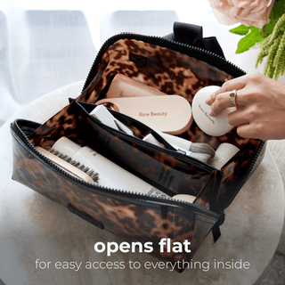 Jelly Cosmetic Bag – Tortoiseshell Lay-Flat Makeup Bag - The Edit LLC