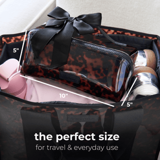 Jelly Cosmetic Bag – Tortoiseshell Lay-Flat Makeup Bag - The Edit LLC