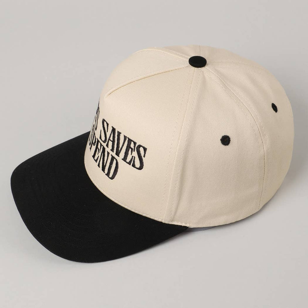 JESUS SAVES I SPEND Embroidery Trucker Hat: Black / ONE SIZE - The Edit LLC