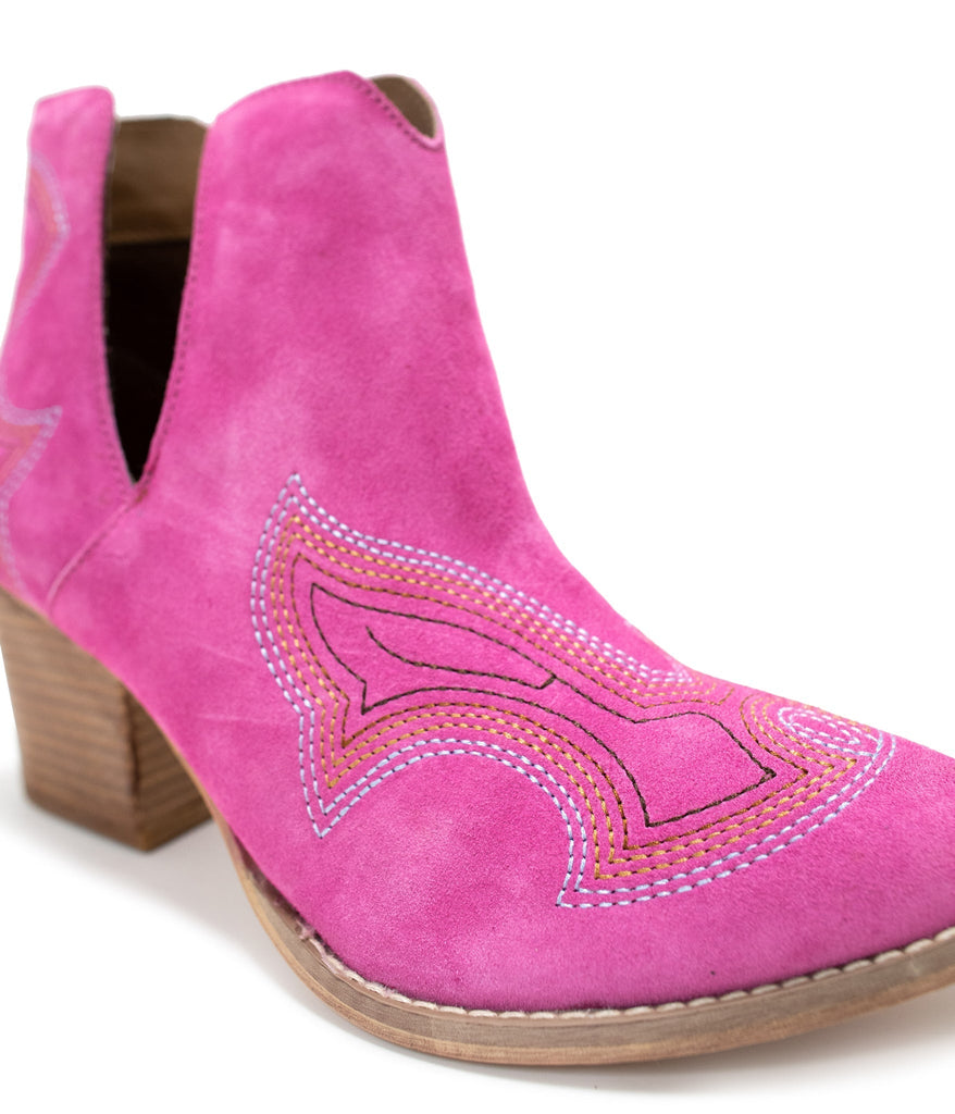 Journee Ankle Boots in Magenta - The Edit LLC