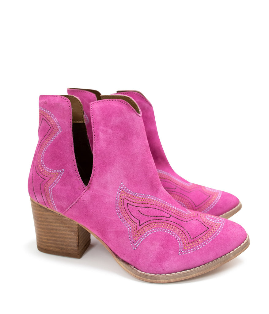 Journee Ankle Boots in Magenta - The Edit LLC