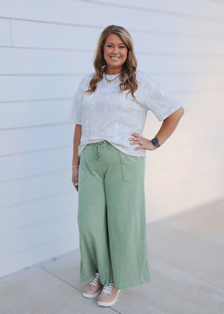 Juniper Green Breezy Pants - The Edit LLC