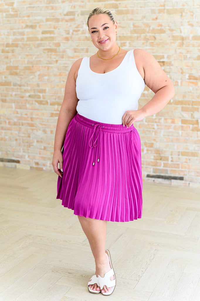 Just a Flirt Pleated Skirt in Magenta - The Edit LLC