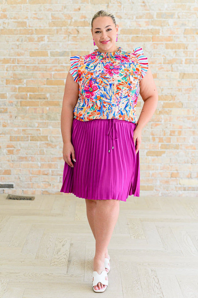 Just a Flirt Pleated Skirt in Magenta - The Edit LLC