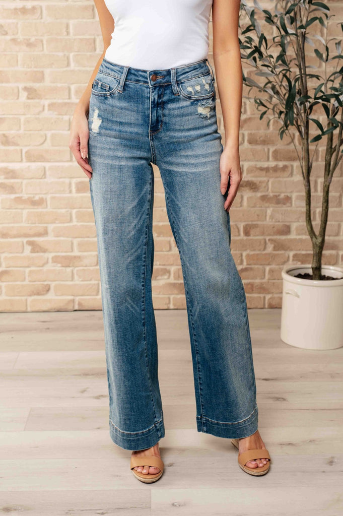 Katrina High Waist Distressed Denim Trousers - The Edit LLC