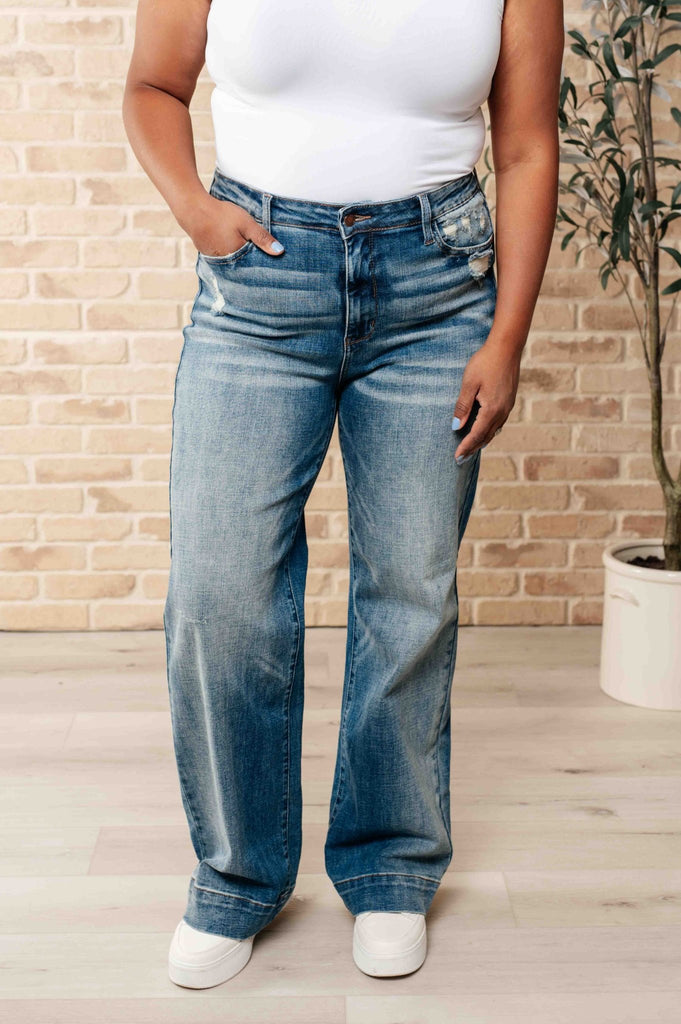 Katrina High Waist Distressed Denim Trousers - The Edit LLC