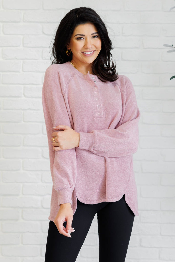 Keeping it Real Brushed Melange Hacci Long Sleeve Tee in Light Rose - The Edit LLC