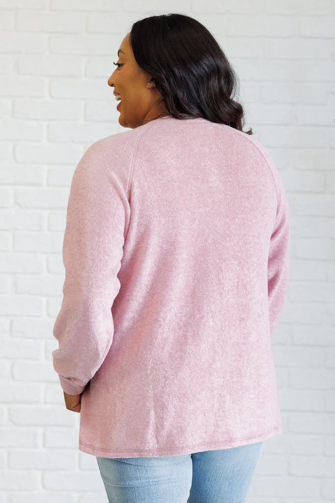 Keeping it Real Brushed Melange Hacci Long Sleeve Tee in Light Rose - The Edit LLC